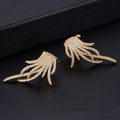 Fan Shape Faux Tassel Octopus Stud Earrings For Women, Vintage Full Zircon Statement Jewelry view 2