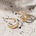 C Shaped Micro Pave Zircon Stud Earrings For Women, Korean Style Commuter Ear Jewelry view 2