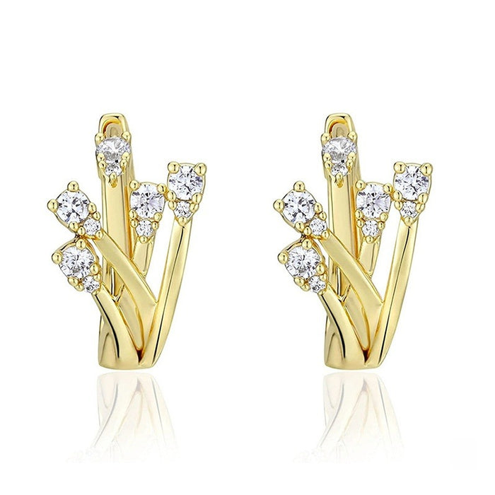 Cross Design Floral Ear Cuff Earrings European Style Unique Temperament Women Ear Jewelry