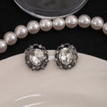 Luxury Geometric Oval Crystal Rhinestone Hollow Alloy Stud Earrings For Women Elegant Vintage Earrings view 3