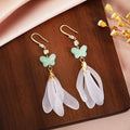 Elegant Forest Style Butterfly Rhinestone Long Petal Acrylic Alloy Dangle Drop Earrings view 3