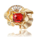 Alloy Rhinestone Pleated Flower Brooch Pin For Women's Apparel view 5