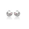 Elegant Korean Style Feather Shape Silver Needle Rhinestone Inlaid Light Luxury Women's Stud Earrings view 5