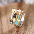 Light Luxury Vintage Oval Ring European Palace Style Layered Design Women Finger Jewelry view 3