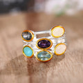 Light Luxury Vintage Oval Ring European Palace Style Layered Design Women Finger Jewelry view 2