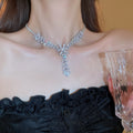 2026 Cubic Zirconia Wheat Tassel Earrings And Collarbone Necklace Jewelry Set Light Luxury view 4