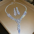 2026 Cubic Zirconia Wheat Tassel Earrings And Collarbone Necklace Jewelry Set Light Luxury view 3