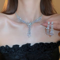 2026 Cubic Zirconia Wheat Tassel Earrings And Collarbone Necklace Jewelry Set Light Luxury view 2