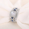 European Multi Layer Square Three Piece Cubic Zirconia Stack Ring Set Luxury Women's Jewelry view 3