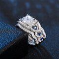 European Multi Layer Square Three Piece Cubic Zirconia Stack Ring Set Luxury Women's Jewelry view 5