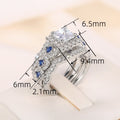 European Multi Layer Square Three Piece Cubic Zirconia Stack Ring Set Luxury Women's Jewelry view 4