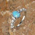 Vintage Oval Ring With Sun And Moon Design, Crescent Moon Statement Finger Jewelry For Women view 6