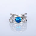 European American Vintage Hollow Inlaid Round Ring Creative Cross Design Finger Jewelry view 6