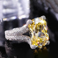 Luxury Geometric Yellow Ring With Full Pave Round Zircon, European American Style Jewelry view 1