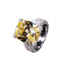 Luxury Geometric Yellow Ring With Full Pave Round Zircon, European American Style Jewelry view 5