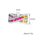 Rainbow Cross Design Geometric Round Ring, Light Luxury Creative Women's Fashion Jewelry view 4