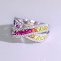 Rainbow Cross Design Geometric Round Ring, Light Luxury Creative Women's Fashion Jewelry view 3