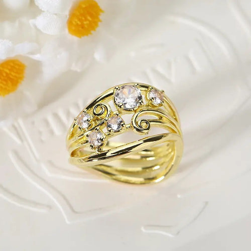 Vintage French Hollow Multi Layer Vine Leaf Index Finger Ring For Fashion Jewelry