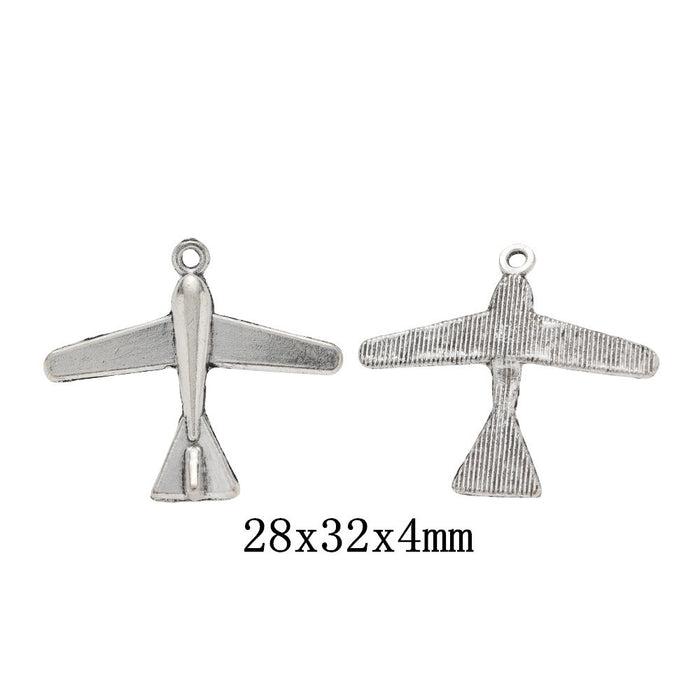 Antique Silver Zinc Alloy Airplane Charm Pendant No.259950 for DIY Necklace Bracelet Jewelry Making