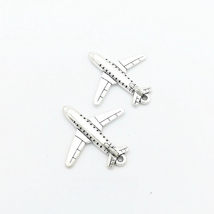 Antique Silver Zinc Alloy Airplane Charm Pendant No.163287 for DIY Necklace Bracelet Jewelry Making