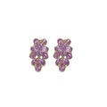 French Violet Rhinestone Flower Alloy Drop Earrings With Silver Needle Posts For Women view 5