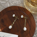 Elegant Korean Style Detachable Two-Way Faux Pearl Tassel Drop Chain Alloy Stud Dangle Earrings view 3