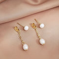 Elegant Korean Style Detachable Two-Way Faux Pearl Tassel Drop Chain Alloy Stud Dangle Earrings view 4