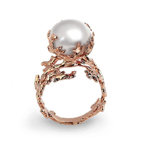 Western Palace Antique Style Hollow Branch Coral Faux Pearl Index Finger Ring Direct