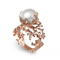 Western Palace Antique Style Hollow Branch Coral Faux Pearl Index Finger Ring Direct view 1