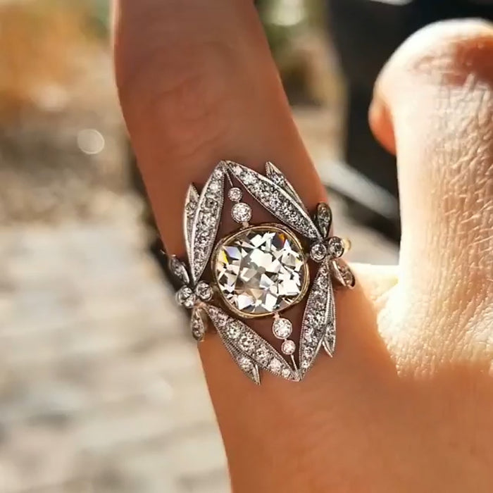 New Crown Ring With Hollow Geometric Design, Bold High End Fashion Finger Ring