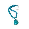 Bohemian Crackle Teardrop Faux Stone Pendant Necklace, Vintage Minimalist Collarbone Style view 5