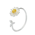 Korean Style Daisy Leaf Adjustable Open Ring For Women, Fresh Fashion Flower Finger Jewelry view 5