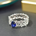 Hollow Leaf Vine Pattern Ring With Faux Sapphire Stone, European Style Fashion Jewelry For Women view 5