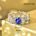 Hollow Leaf Vine Pattern Ring With Faux Sapphire Stone, European Style Fashion Jewelry For Women view 4