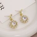Luxury Vintage Geometric Square Crystal Rhinestone Pearl Drop Alloy Stud Dangle Earrings view 4