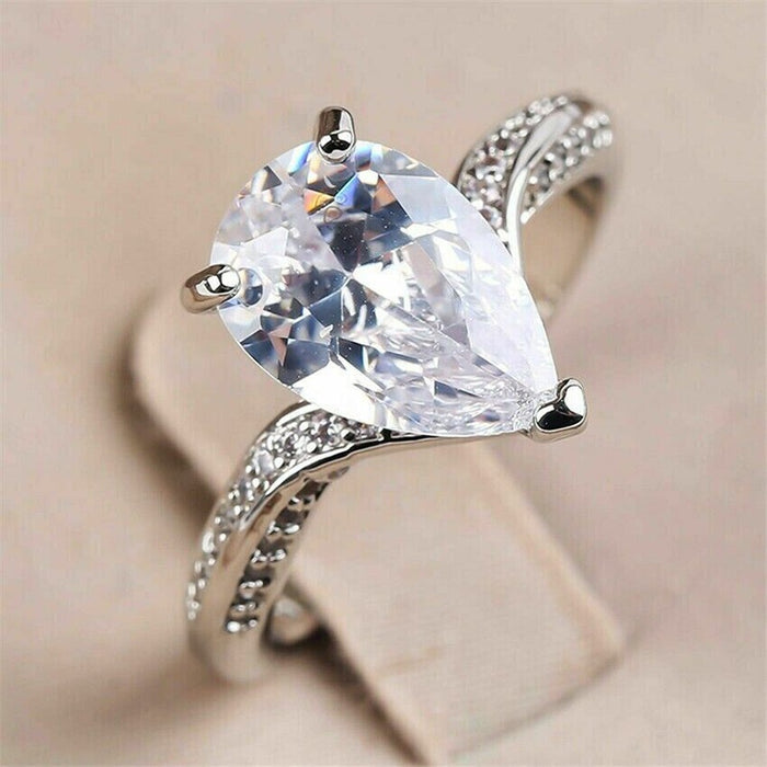 Water Drop V Shaped Index Finger Ring For Women, Fashion OL Statement Banquet Jewelry