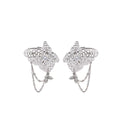 Elegant Silver Alloy Hollow Butterfly Rhinestone Long Chain Tassel No Piercing Ear Cuff Earrings view 5