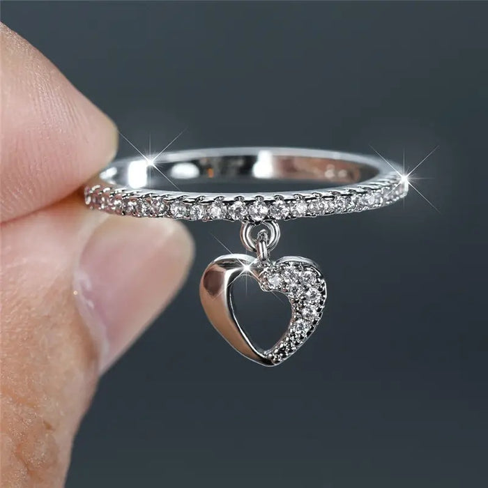 Minimalist Hollow Heart Index Finger Ring For Women Niche Versatile Pendant Design Jewelry