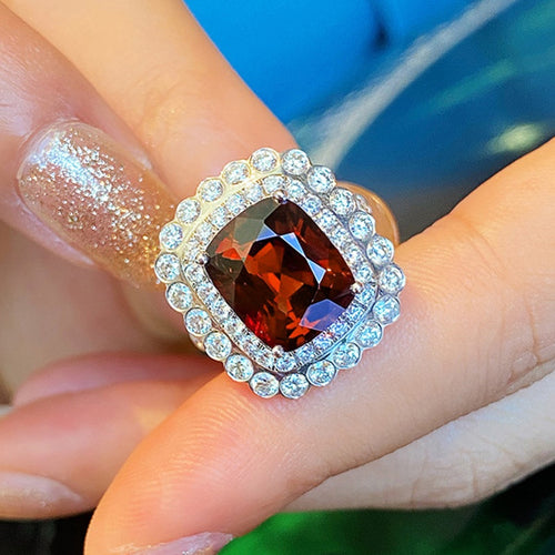 High End Fashion Geometric Princess Ring For Women Elegant Designer Statement Jewelry