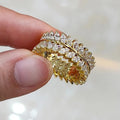 Luxury Full Zircon Pave Willow Leaf Ring For Women Creative Elegant Statement Jewelry view 1