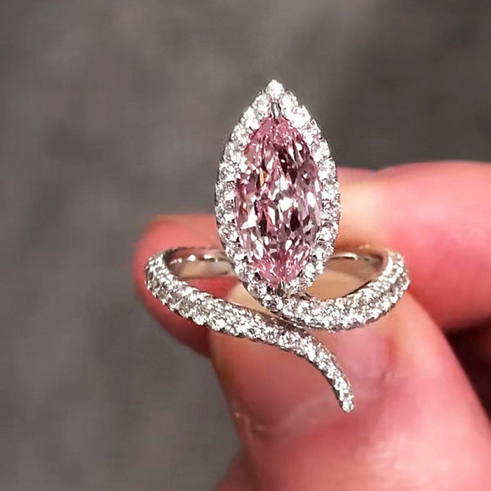 Princess Pink Open Adjustable Index Finger Ring For Women Elegant European Fashion Jewelry