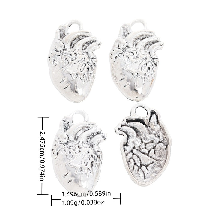 Antique Silver Zinc Alloy Anatomical Heart Charm Pendant for DIY Necklace Bracelet Jewelry Making