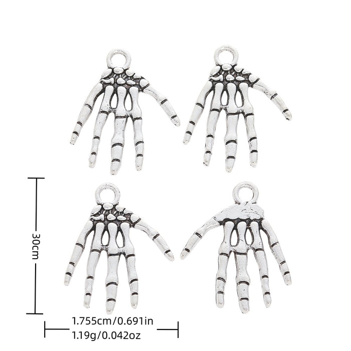 Antique Silver Zinc Alloy Skull Hand Charm Pendant for DIY Necklace Bracelet Jewelry Making