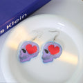 Halloween Holographic Acrylic Skull Heart Ribcage Eyeball Cartoon Statement Drop Earrings view 2