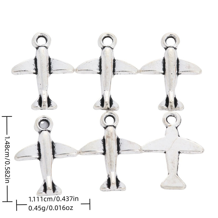 Antique Silver Zinc Alloy Airplane Charm Pendant No.912708 for DIY Necklace Bracelet Jewelry Making