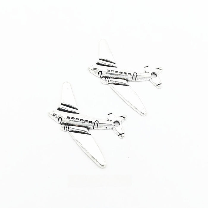 Antique Silver Zinc Alloy Airplane Charm Pendant No.484467 for DIY Necklace Bracelet Jewelry Making