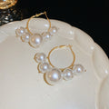Chic Faux Pearl Tassel Hoop Earrings With Silver Needles Geometric Round Fashion Ear Jewelry view 3