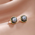 Elegant Vintage Geometric Square Alloy Grey Pearl Studs For Women Korean Daily Light Luxury Earrings view 2