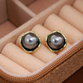 Elegant Vintage Geometric Square Alloy Grey Pearl Studs For Women Korean Daily Light Luxury Earrings view 4