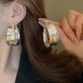 Chic Minimalist Iron Wrinkled Plain Hoop Earrings With Silver Pins Geometric Round Line Design view 4